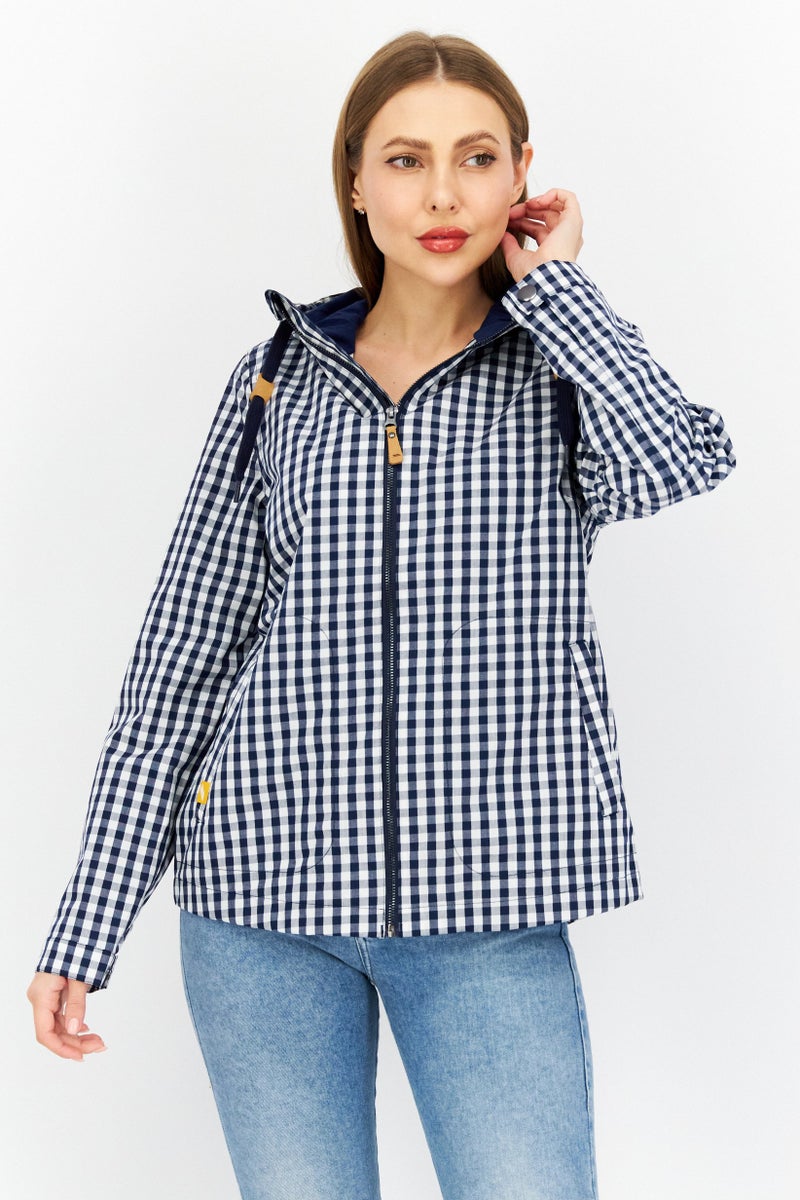 Trespass Women Checkered Windbreaker Jacket, Navy Combo  - Image 1