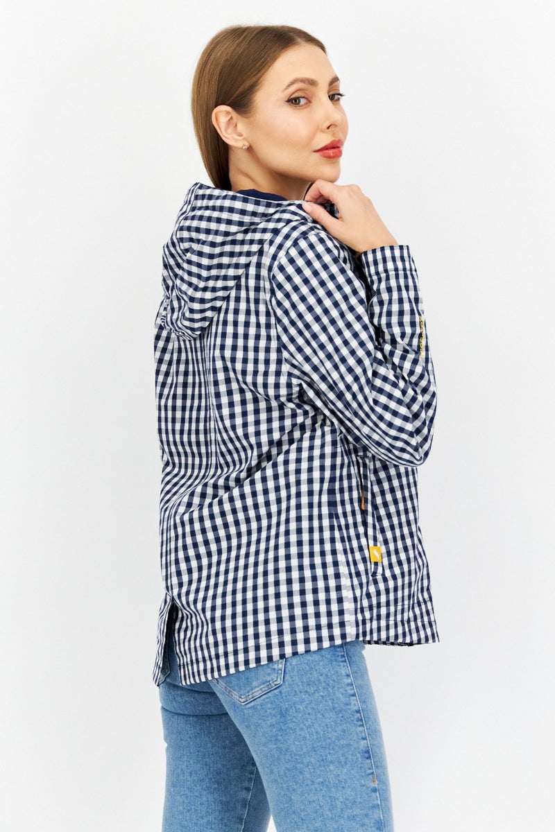 Trespass Women Checkered Windbreaker Jacket, Navy Combo  - Image 4