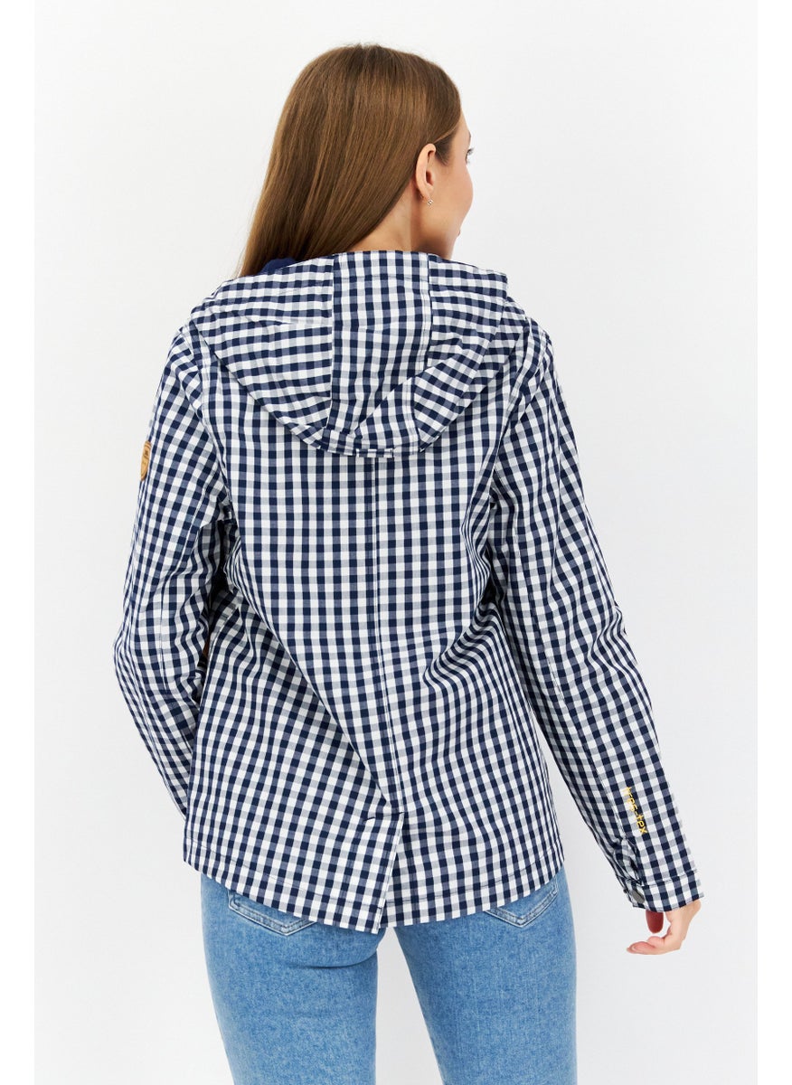 Women Checkered Windbreaker Jacket, Navy Combo - pzsku/Z2E7D9EED32333D610742Z/45/_/1724351337/97fafc47-a2d5-419b-9925-e7f64e70c194