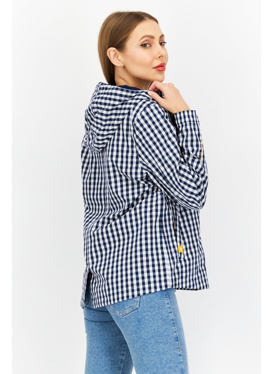 Women Checkered Windbreaker Jacket, Navy Combo - pzsku/Z2E7D9EED32333D610742Z/45/_/1724351338/59c67c29-e8e9-47b7-8480-bc83c91ccedf