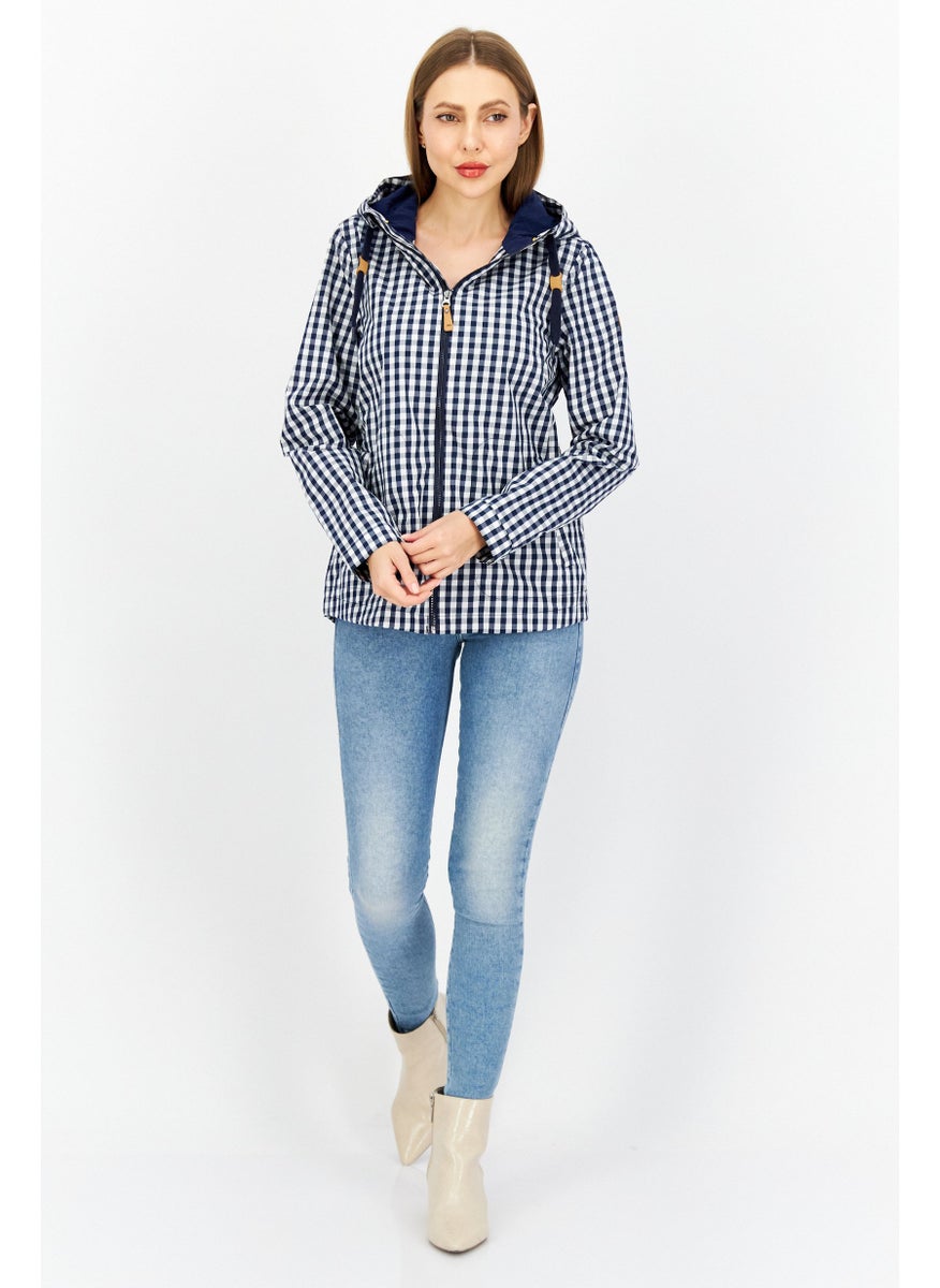 Women Checkered Windbreaker Jacket, Navy Combo - pzsku/Z2E7D9EED32333D610742Z/45/_/1724351339/aaf900bf-22a5-43a3-861e-c5433215d03b