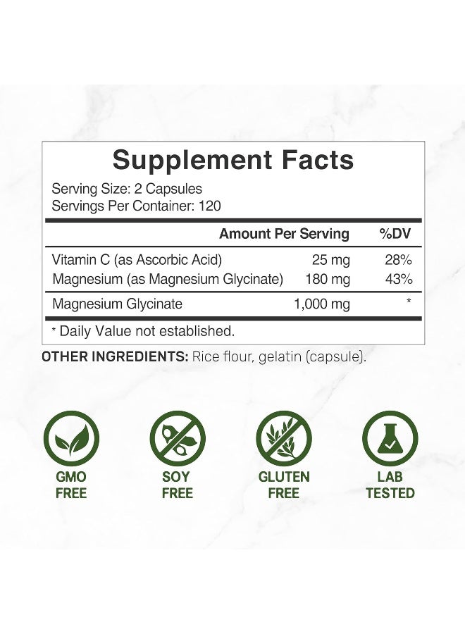 DEAL SUPPLEMENT Magnesium Glycinate Plus Vitamin C – 100% Chelated for Absorption – Essential Mineral Supplement for Muscle, Mood, Sleep, & Heart Health - Image 2