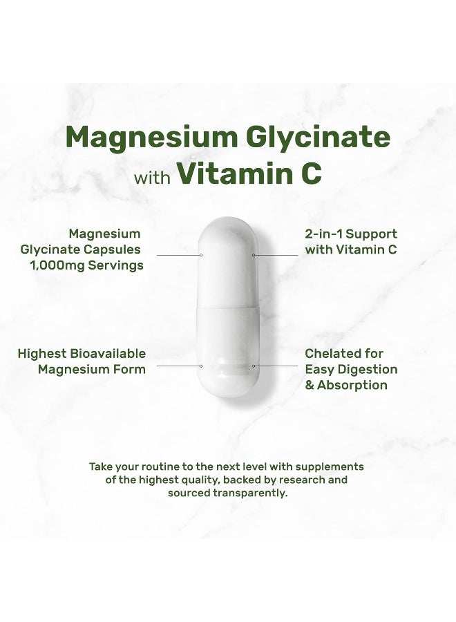 DEAL SUPPLEMENT Magnesium Glycinate Plus Vitamin C – 100% Chelated for Absorption – Essential Mineral Supplement for Muscle, Mood, Sleep, & Heart Health - Image 3