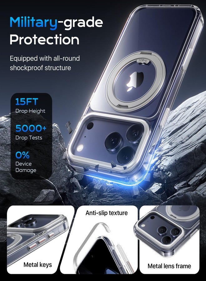 ohbox Strong Magnetic for Phone 17 Pro Max Case with Stand, Phone Pro Max Case Compatible with MagSafe, Drop Protection Cases for Phone 17 Pro Max Translucent Matte Shockproof Phone Cover 1Pack-Clear - Image 4