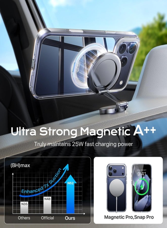 ohbox Strong Magnetic for Phone 17 Pro Max Case with Stand, Phone Pro Max Case Compatible with MagSafe, Drop Protection Cases for Phone 17 Pro Max Translucent Matte Shockproof Phone Cover 1Pack-Clear - Image 3