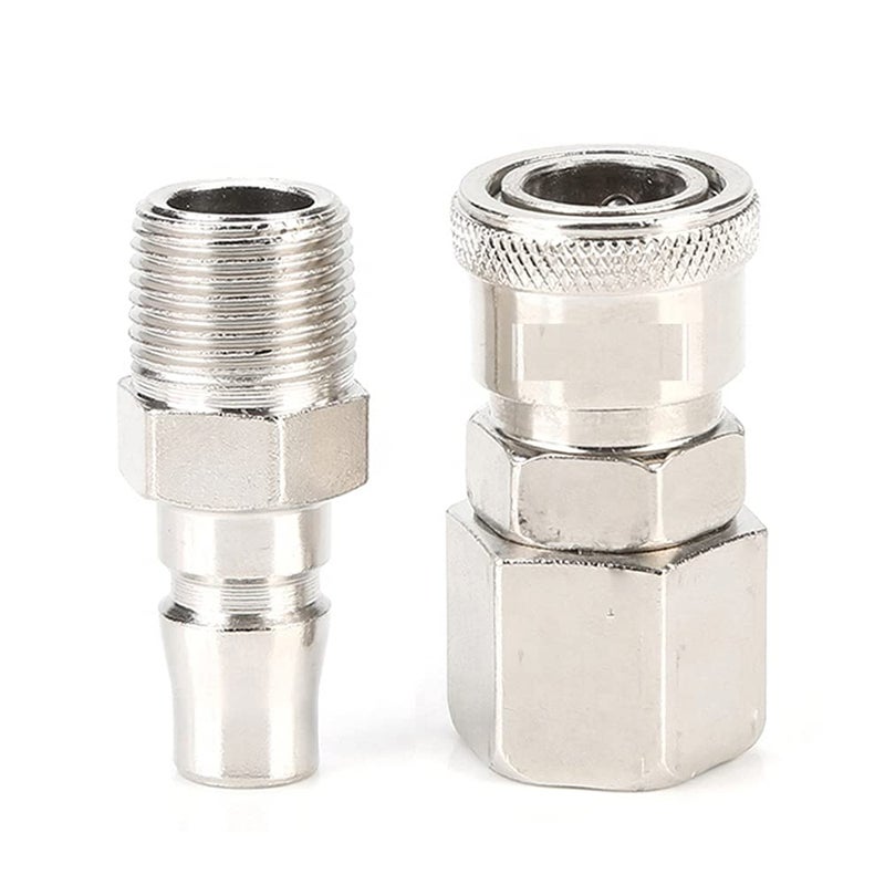 HOSEMART Pneumatic Quick Connector PM20 + SF20 1/4 BSP Aluminium QRC Air Line Hose Quick Fittings Coupler (Silver)[Male x Female] - Image 4
