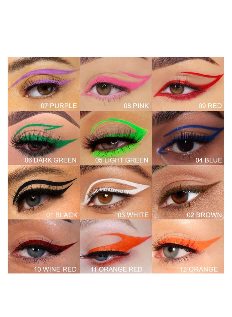 KASTWAVE 6Pcs Waterproof Colored Eyeliner Liquid Eye Liner Set, Waterproof Liquid Eyeliner, Light Green Pink Wine Red Orange Red, Fine Speed Dry Liquid Eyeliner, Waterproof, Long-Stay and Mess-Proof - Image 5