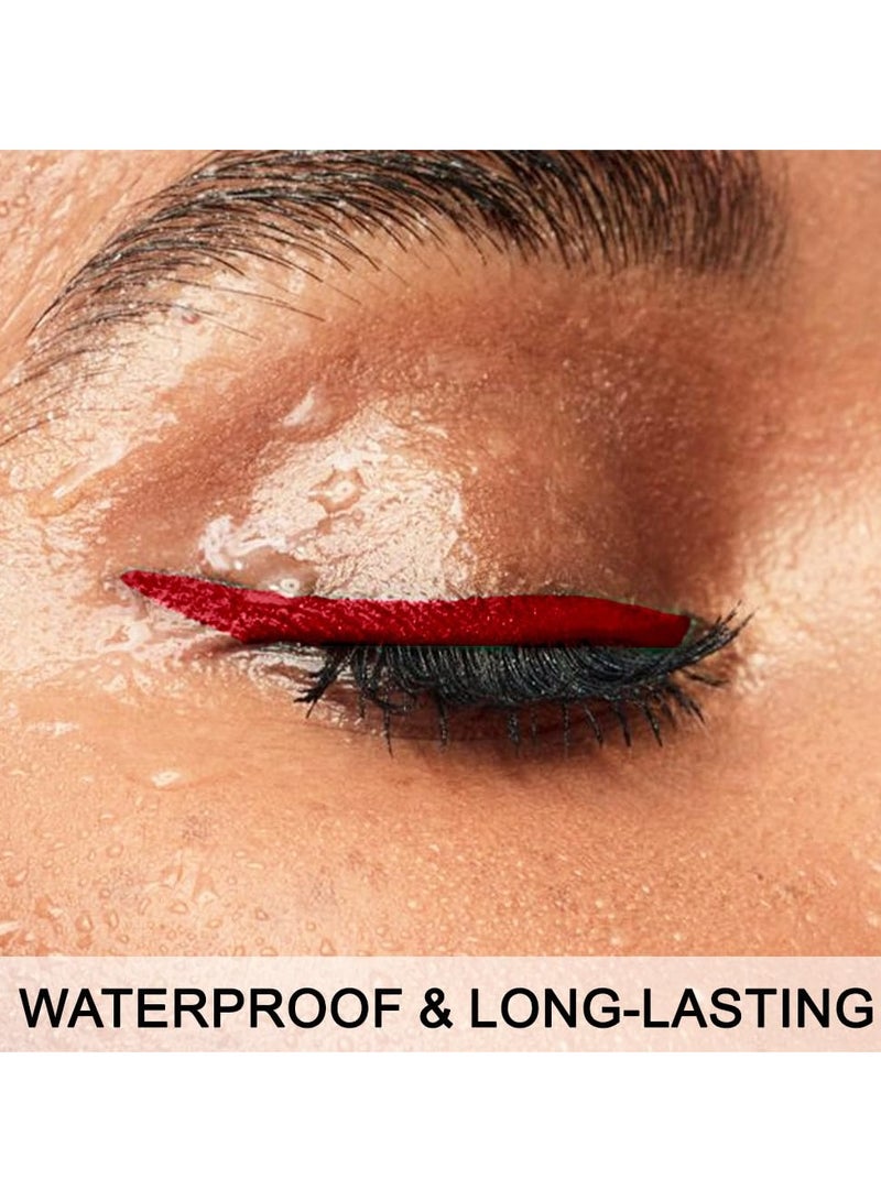 KASTWAVE 6Pcs Waterproof Colored Eyeliner Liquid Eye Liner Set, Waterproof Liquid Eyeliner, Light Green Pink Wine Red Orange Red, Fine Speed Dry Liquid Eyeliner, Waterproof, Long-Stay and Mess-Proof - Image 2