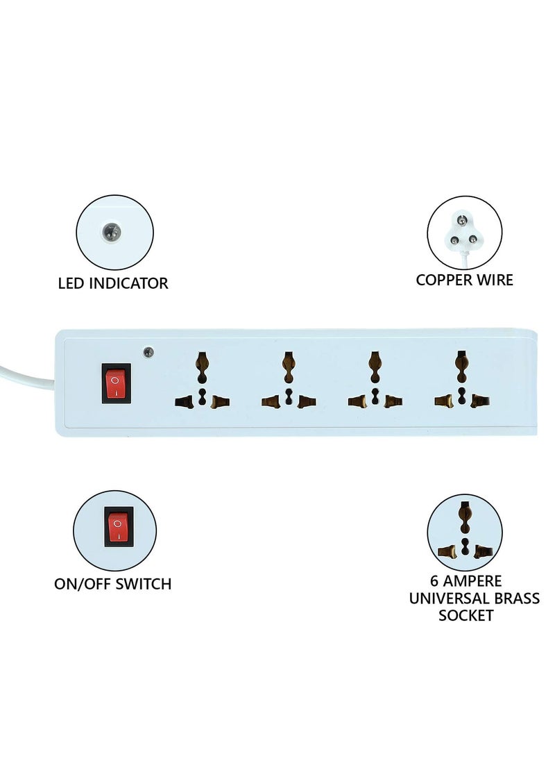 Generic ATC 3 Metre Extension Board with Long Heavy Wire Multi Extension Cord 4 Sockets with 1 Switch 5A Power Strip White Pack of 2  - Image 4