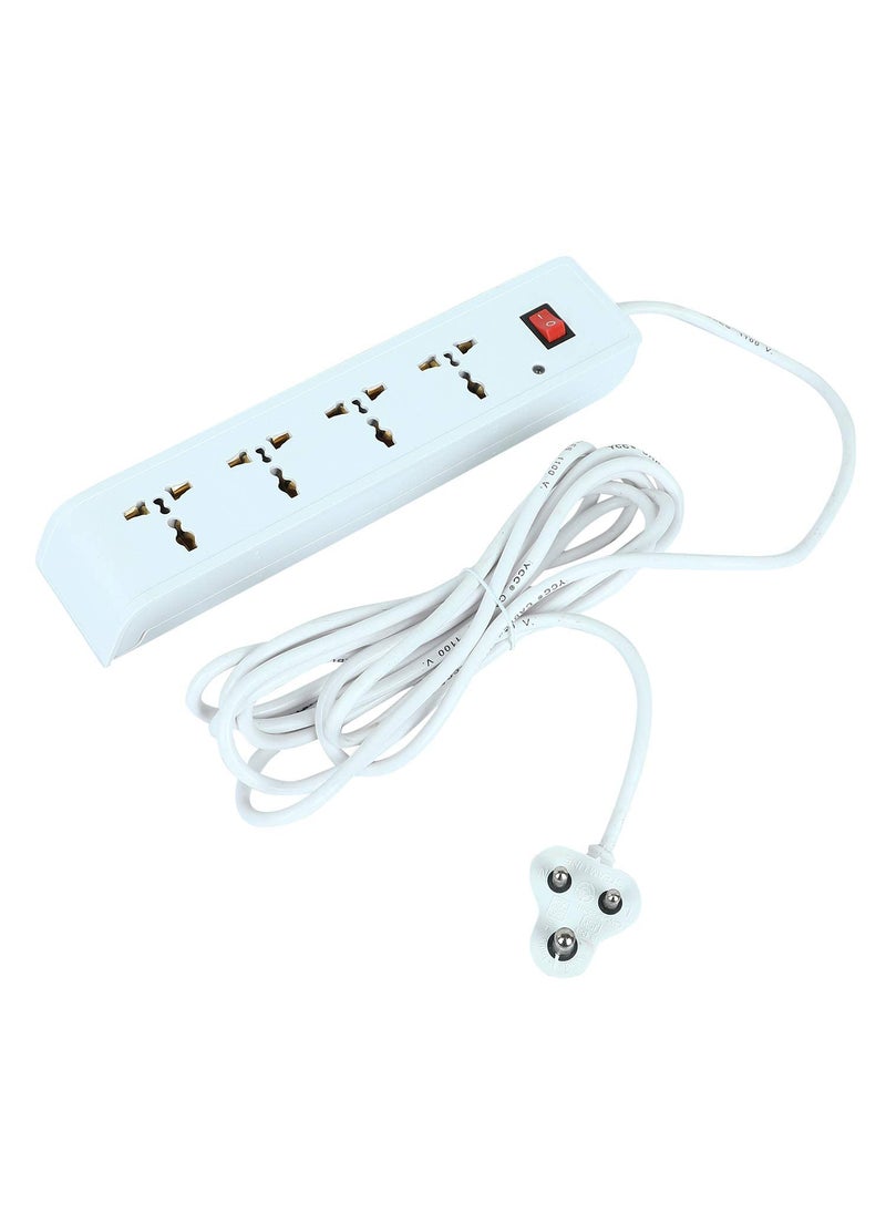 Generic ATC 3 Metre Extension Board with Long Heavy Wire Multi Extension Cord 4 Sockets with 1 Switch 5A Power Strip White Pack of 2  - Image 2