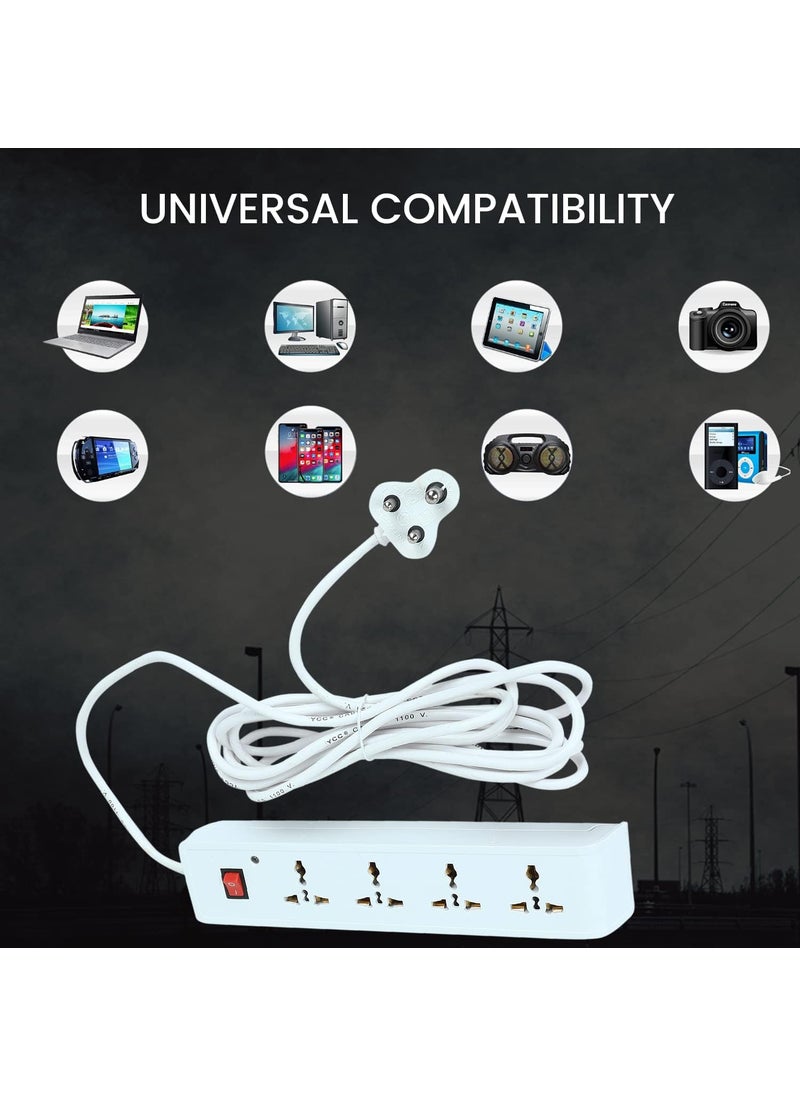 Generic ATC 3 Metre Extension Board with Long Heavy Wire Multi Extension Cord 4 Sockets with 1 Switch 5A Power Strip White Pack of 2  - Image 3