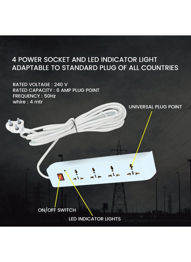 Generic ATC 3 Metre Extension Board with Long Heavy Wire Multi Extension Cord 4 Sockets with 1 Switch 5A Power Strip White Pack of 2  - Image 5