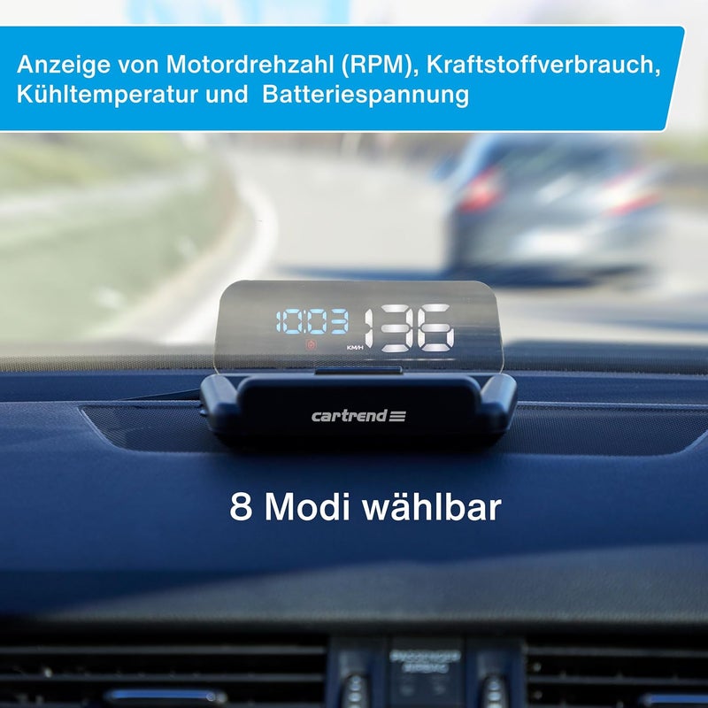 Cartrend 10632 Head Up OBD2 & HUD Display GPS Speed Meter Car Speedometer Water Temperature Meter Motor Speed - Image 5