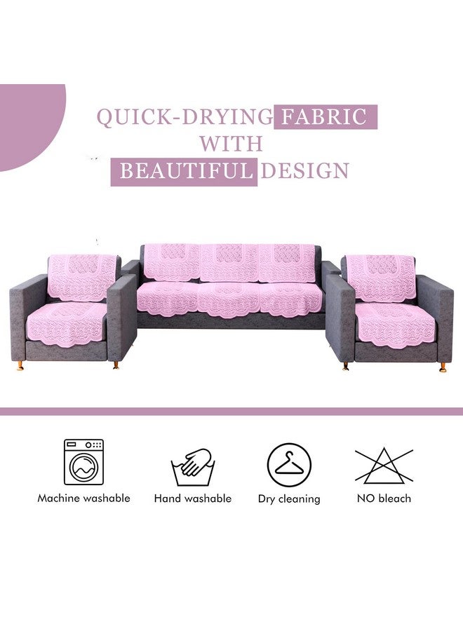 Kuber Industries Sofa Cover | Net Sofa Slipcover Set | 5 Seater Sofa Cover for Hall | Couch Sofa Cover Set | Sofa Cover for Home | Sofa Cover for Living Room | Zig Zag Printed | Pink - Image 5