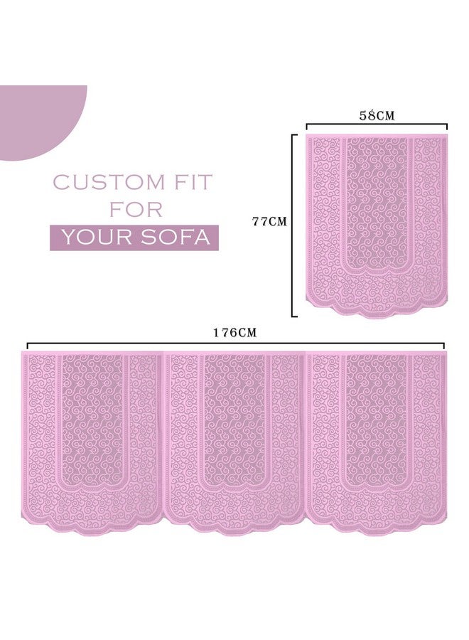 Kuber Industries Sofa Cover | Net Sofa Slipcover Set | 5 Seater Sofa Cover for Hall | Couch Sofa Cover Set | Sofa Cover for Home | Sofa Cover for Living Room | Zig Zag Printed | Pink - Image 3