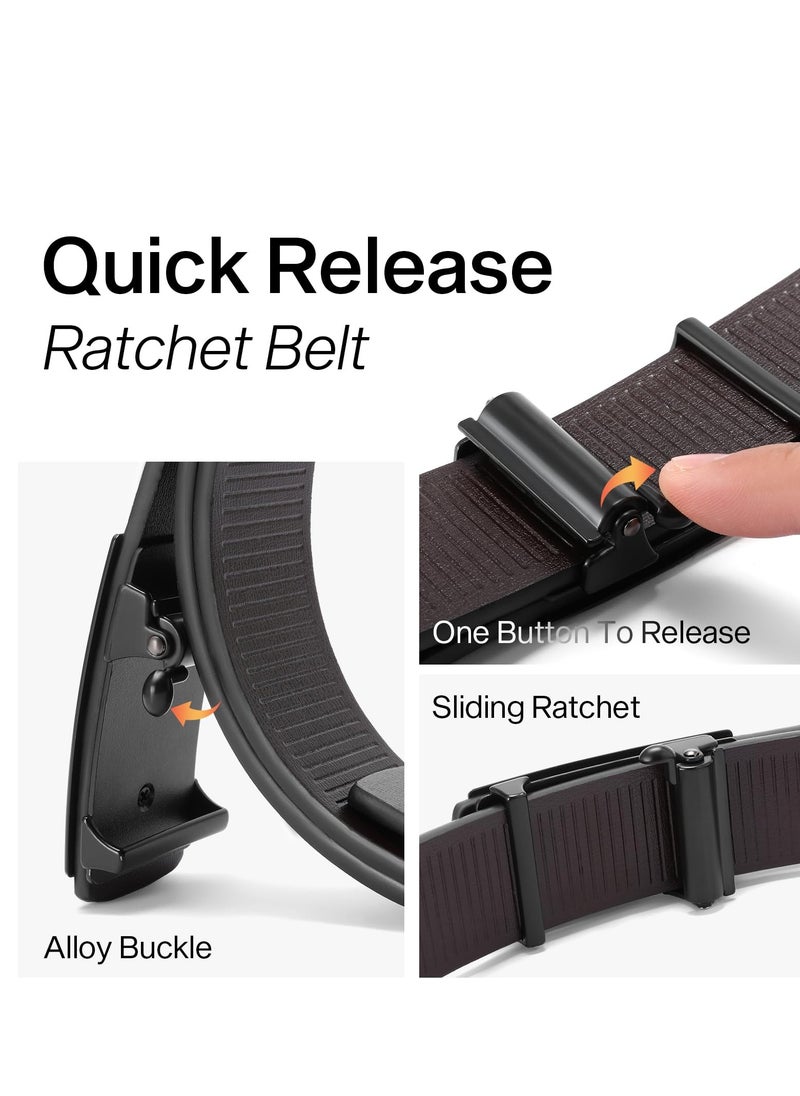 Excefore - Leather Ratchet Belt for Men, Automatic Adjustable Click Buckle Belts, for Dress Casual Trim to Fit - Image 1