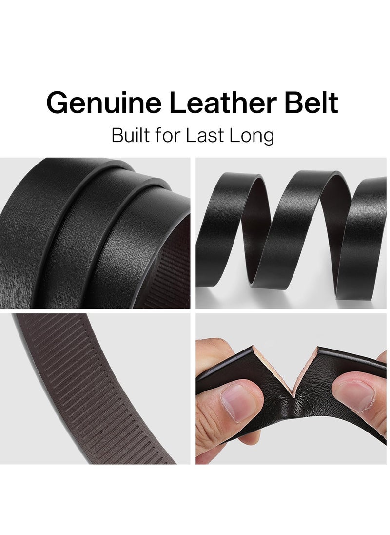 Excefore - Leather Ratchet Belt for Men, Automatic Adjustable Click Buckle Belts, for Dress Casual Trim to Fit - Image 1