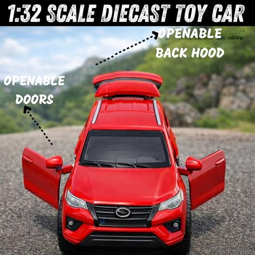 GRAPHENE 1:32 Scale Fortuner Die-Cast Pull Back Car Toy for Boys Kids Sturdy Metal Miniature Model Toy Vehicle for Kids Realistic Design with Smooth Action Premium Collectible Fortuner Toy Car (Red) - Image 4