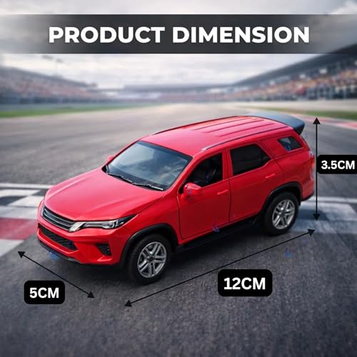 GRAPHENE 1:32 Scale Fortuner Die-Cast Pull Back Car Toy for Boys Kids Sturdy Metal Miniature Model Toy Vehicle for Kids Realistic Design with Smooth Action Premium Collectible Fortuner Toy Car (Red) - Image 2