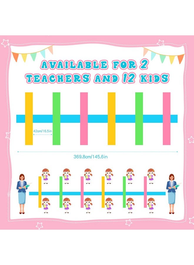 4 Pack Children's Walking Ropes Colorful Walking Rope for Toddlers Outdoor Safety Line with 12 Handles for Preschool Daycare School, up to 12 Children 2 Teachers
