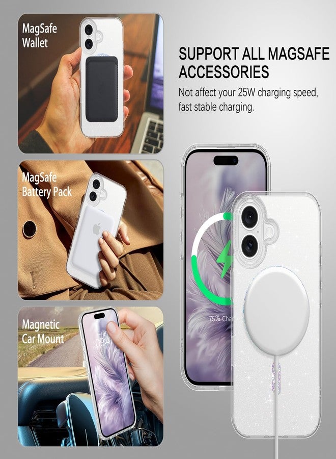 BENTOBEN Magnetic for iPhone 16 Plus Case, Clear Crystal Glitter 16Plus Phone Case Compatible with MagSafe, Shockproof Sparkly Cute Women Girl Cover for iPhone 16Plus 6.7 inch, Clear Bling Glitter - Image 3