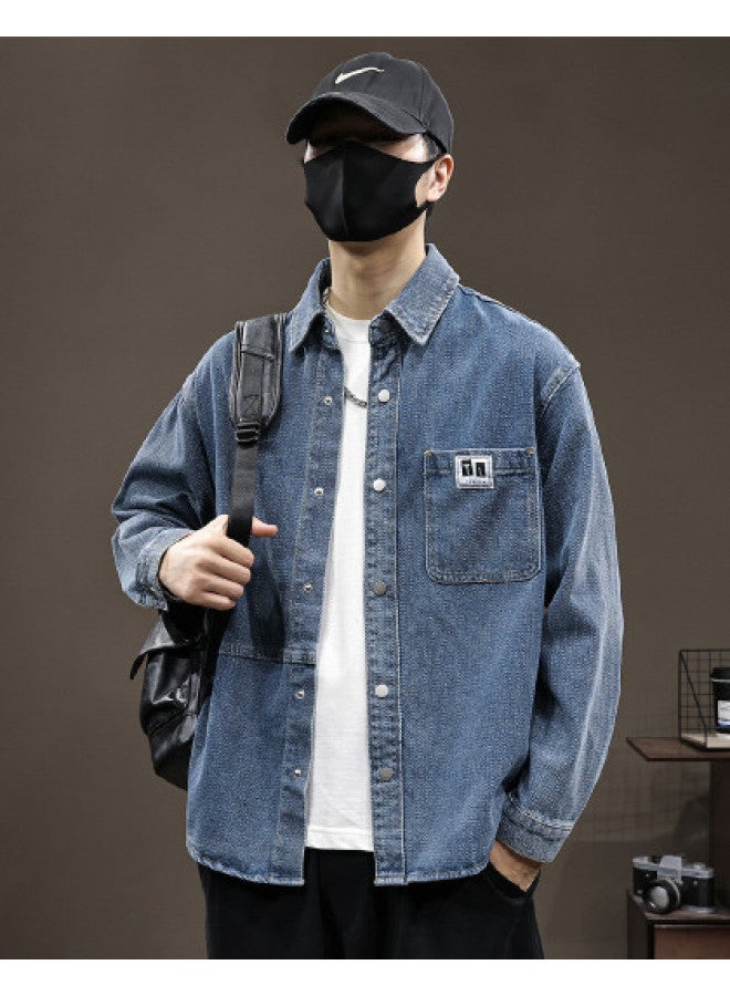 TonLion Loose-fit Versatile Korean Style Minimalist Men's Top Spring/summer Thin Solid Color Casual Lapel Long Sleeve Cardigan Men's Shirt - Image 1
