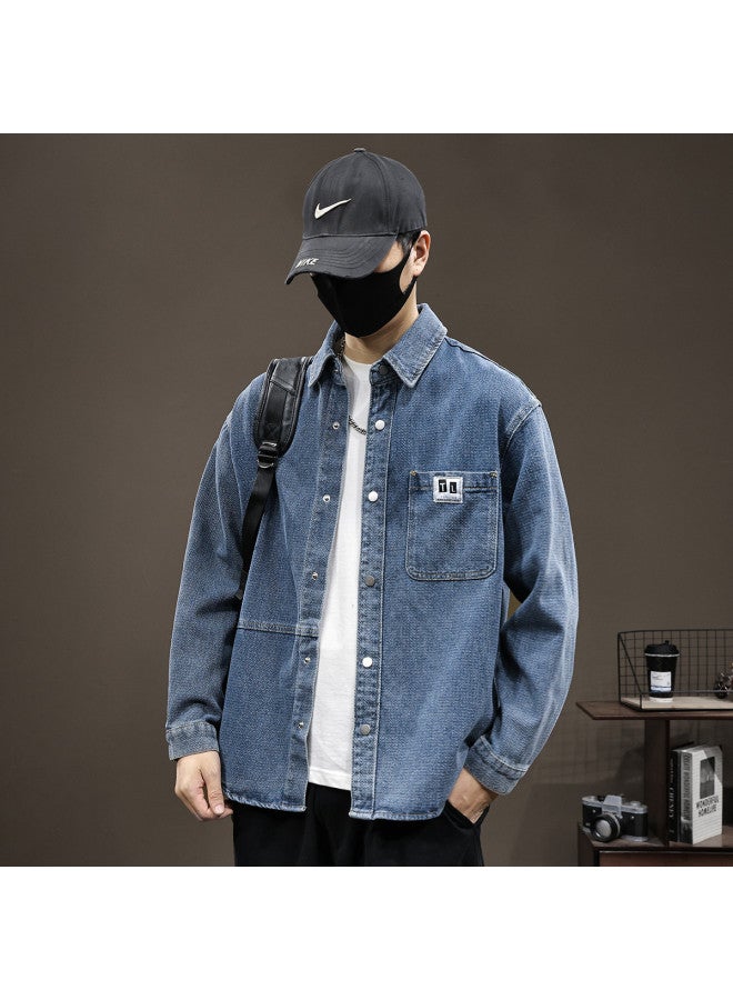 TonLion Loose-fit Versatile Korean Style Minimalist Men's Top Spring/summer Thin Solid Color Casual Lapel Long Sleeve Cardigan Men's Shirt - Image 4