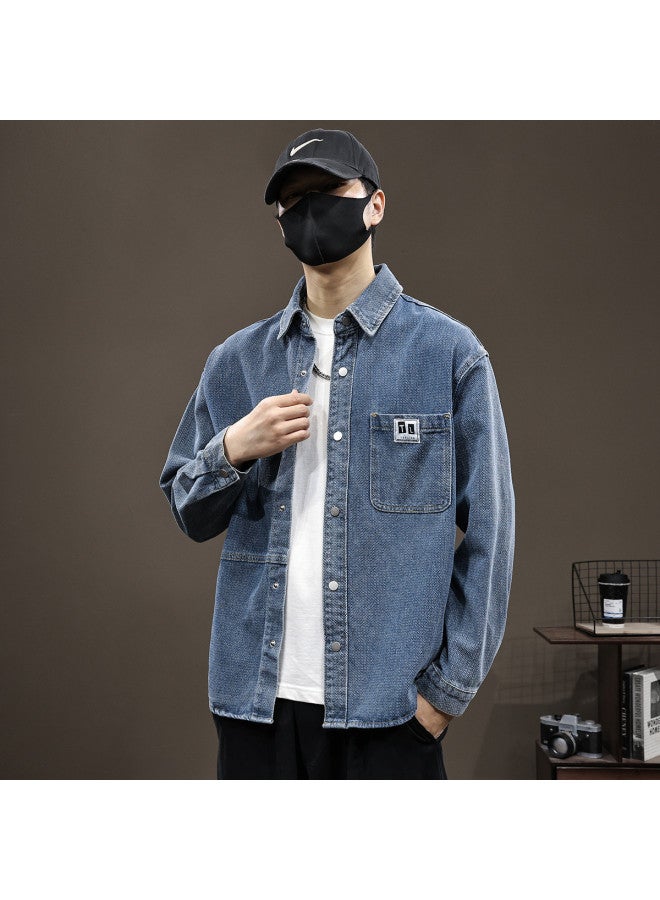 TonLion Loose-fit Versatile Korean Style Minimalist Men's Top Spring/summer Thin Solid Color Casual Lapel Long Sleeve Cardigan Men's Shirt - Image 3