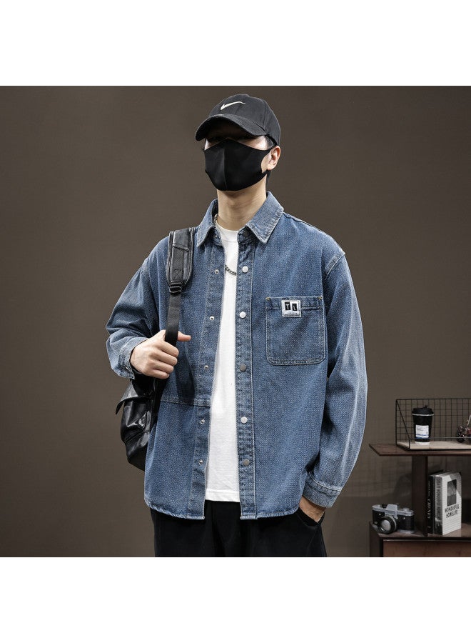 TonLion Loose-fit Versatile Korean Style Minimalist Men's Top Spring/summer Thin Solid Color Casual Lapel Long Sleeve Cardigan Men's Shirt - Image 2