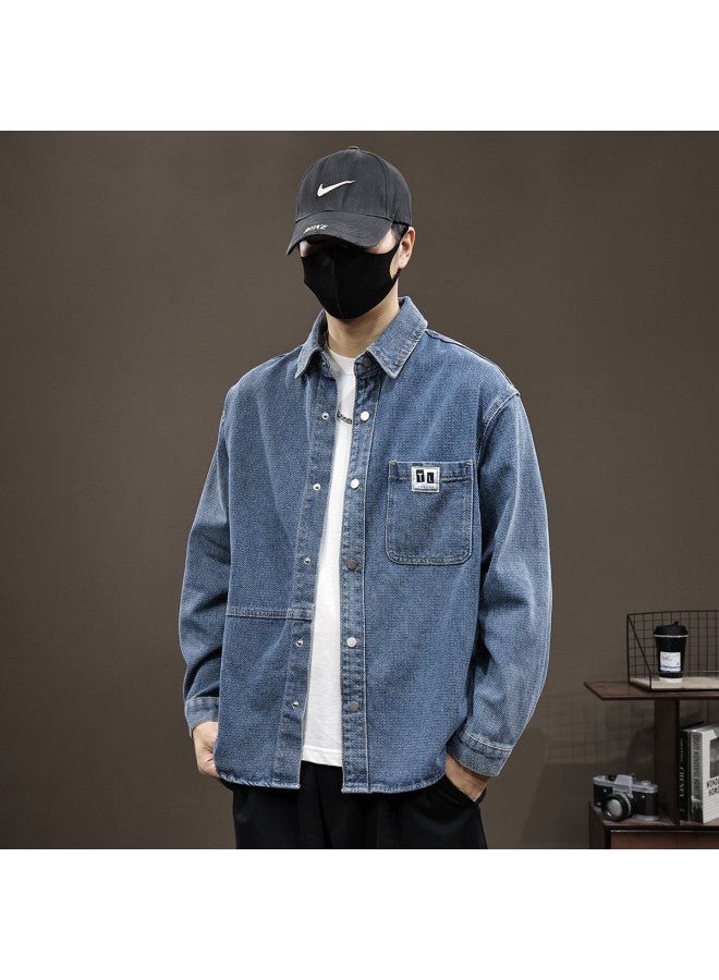 TonLion Loose-fit Versatile Korean Style Minimalist Men's Top Spring/summer Thin Solid Color Casual Lapel Long Sleeve Cardigan Men's Shirt - Image 5