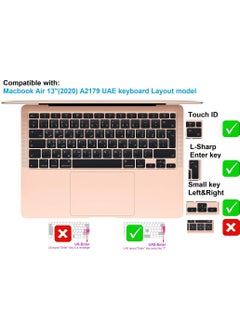 Generic Silicone Keyboard Cover Arabic Letters Keyboard Film Protector Skin for MacBook Air 13in 2020 Release TouchBar ID (A2179 UAE Layout Black)  - Image 2