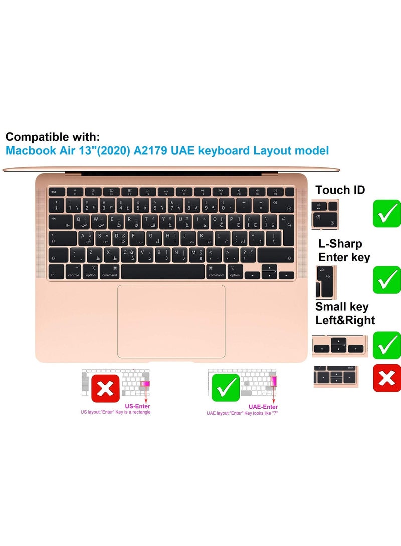 Silicone Keyboard Cover Keyboard Film Protector Skin for MacBook Air 13in 2020 Release TouchBar ID (A2179 UAE Layout Black) - Image 2