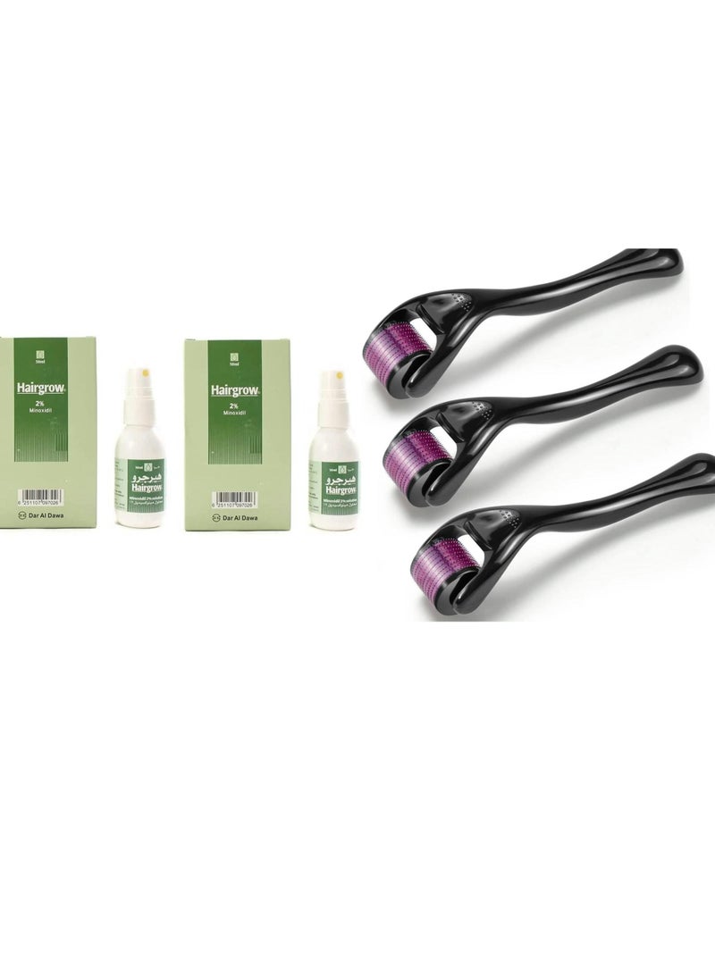 Dar Al Dawa - Hair Growth Treatment Spray 50ml 2Pack With 3 Derma roller - Image 1