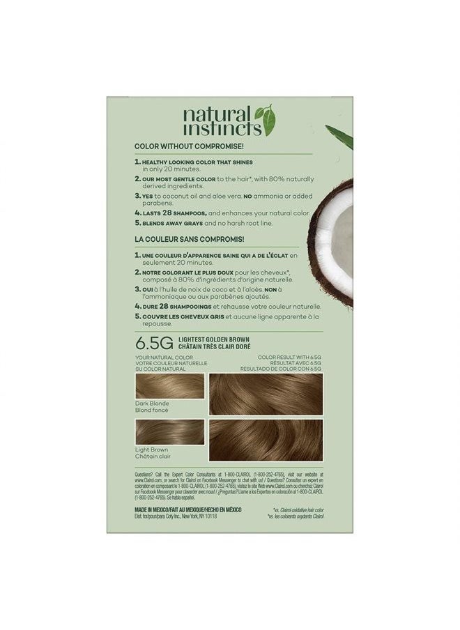CLAIROL - Natural Instincts Semi-Permanent Hair Dye, 6.5G Lightest Golden Brown Hair Color, 3 Count - Image 1