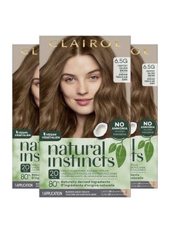 Natural Instincts Semi-Permanent Hair Dye, 6.5G Lightest Golden Brown Hair Color, 3 Count