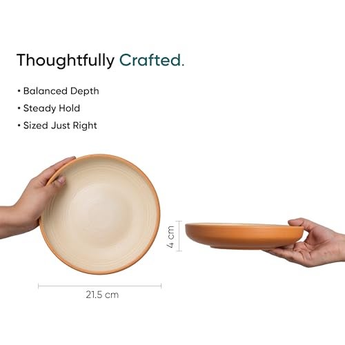 Shay Pasta Plate Set, 21cm, 2 Pieces, Klay White | Matte Finish | Pasta Bowl | Deep Plate (Pasta Plate - Klay White) - Image 5
