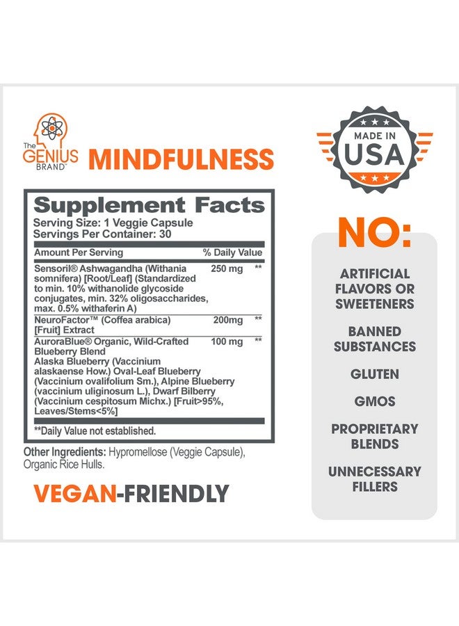 ذا جينيس براند العلامة التجارية جينيوس - مكمل جينيوس مايندفولنس الطبيعي المهدئ مع أشواغاندا، ونيورو فاكتور، ومستخلص التوت الأزرق، معزز للدماغ الإدراكي، يعزز الذاكرة والتركيز والطاقة - 30 كبسولة - Image 2