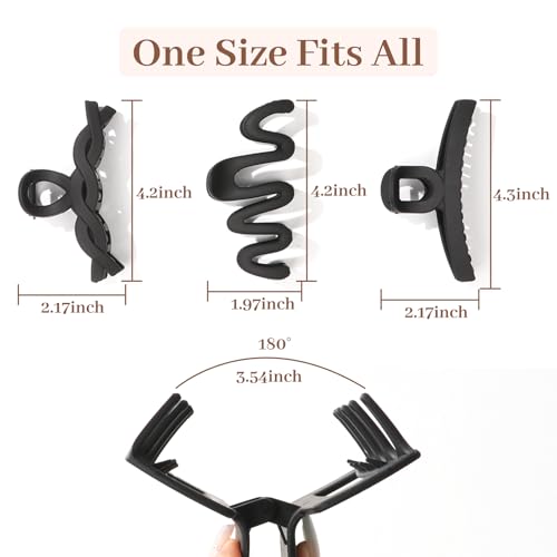 AuroTrends Matte Non-Slip Large Hair Clips for Women 8PCS (All Black), Durable Claw Clips for Women/Girls | Gift-Ready Neutral Hair Accessories for Daily & Special Occasions - Image 5