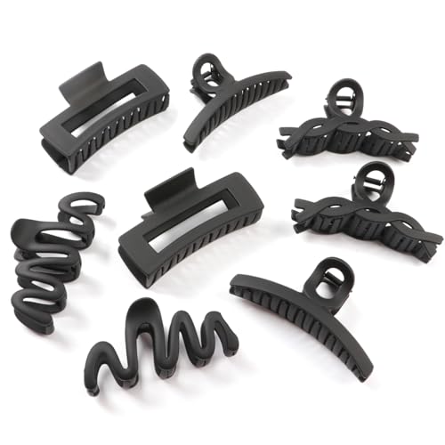 AuroTrends Matte Non-Slip Large Hair Clips for Women 8PCS (All Black), Durable Claw Clips for Women/Girls | Gift-Ready Neutral Hair Accessories for Daily & Special Occasions - Image 1