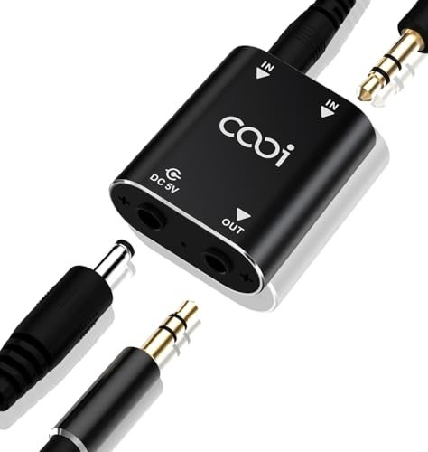 Cooidea 2 Channel Stereo Audio Mixer Metal Shell AUX Interface Support 2 In 1 Out Mini Stereo Sound Mixer Includes 1Meter Audio Cables For PC Phone Laptop Headphones - Image 1