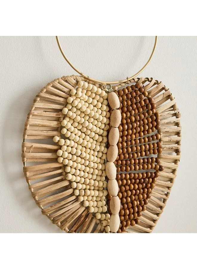 Home Box Enzo Leaf Design Wooden Beaded Wall Decor 48 x 24 cm