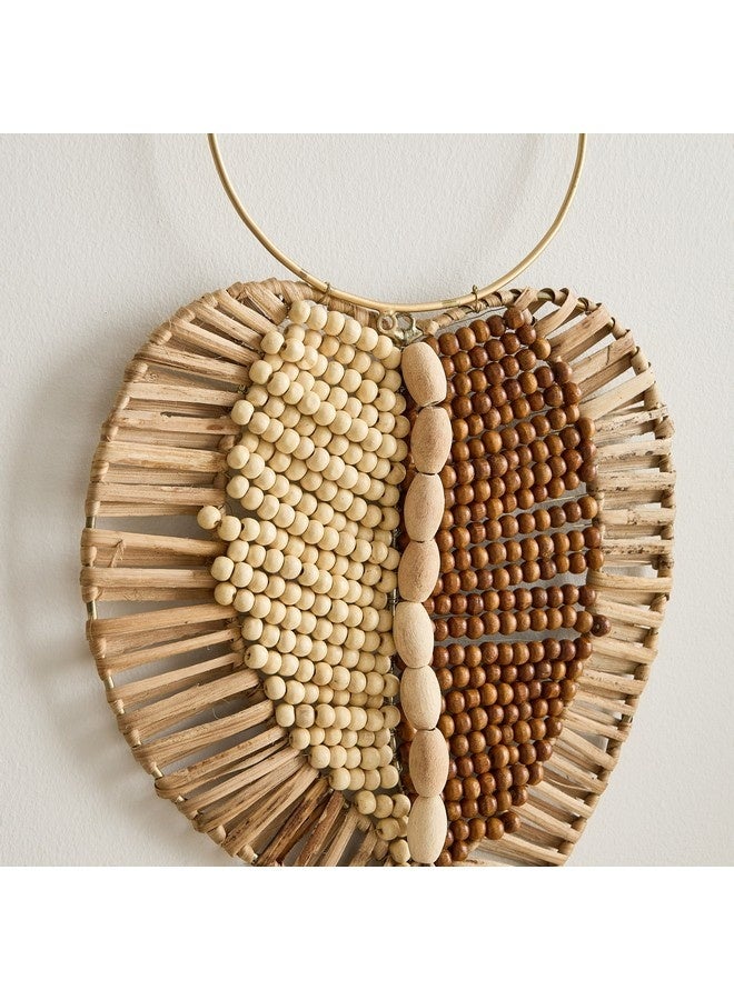 Home Box Enzo Leaf Design Wooden Beaded Wall Decor 48 x 24 cm  - Image 1