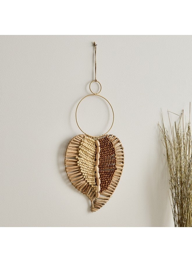 Home Box Enzo Leaf Design Wooden Beaded Wall Decor 48 x 24 cm  - Image 4