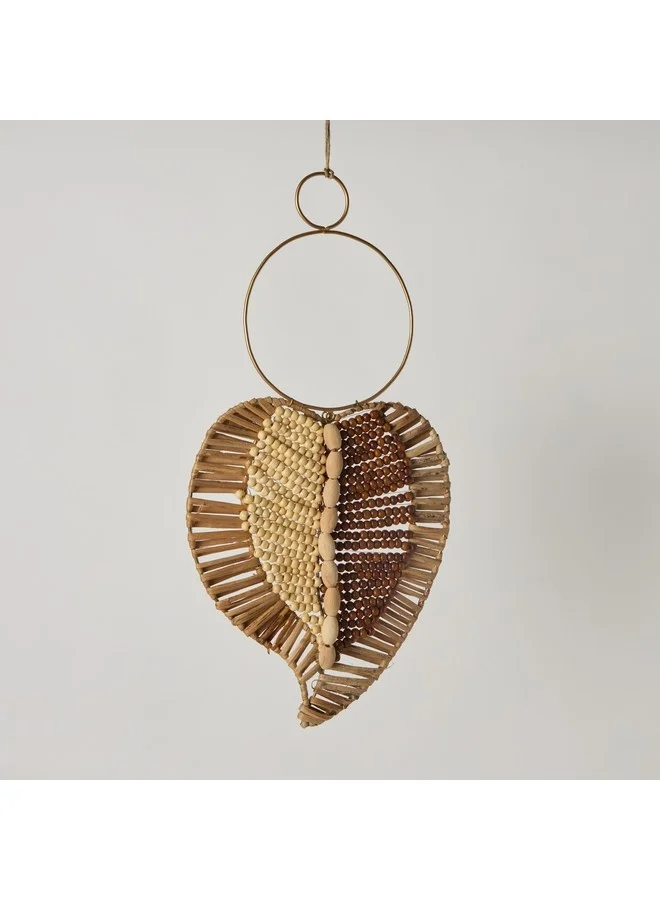 Home Box Enzo Leaf Design Wooden Beaded Wall Decor 48 x 24 cm