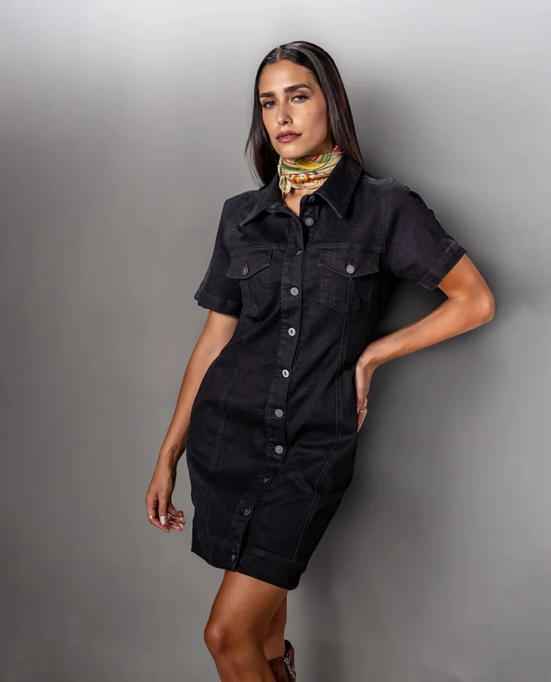 Rareism Women's Fitted Short Denim Dress