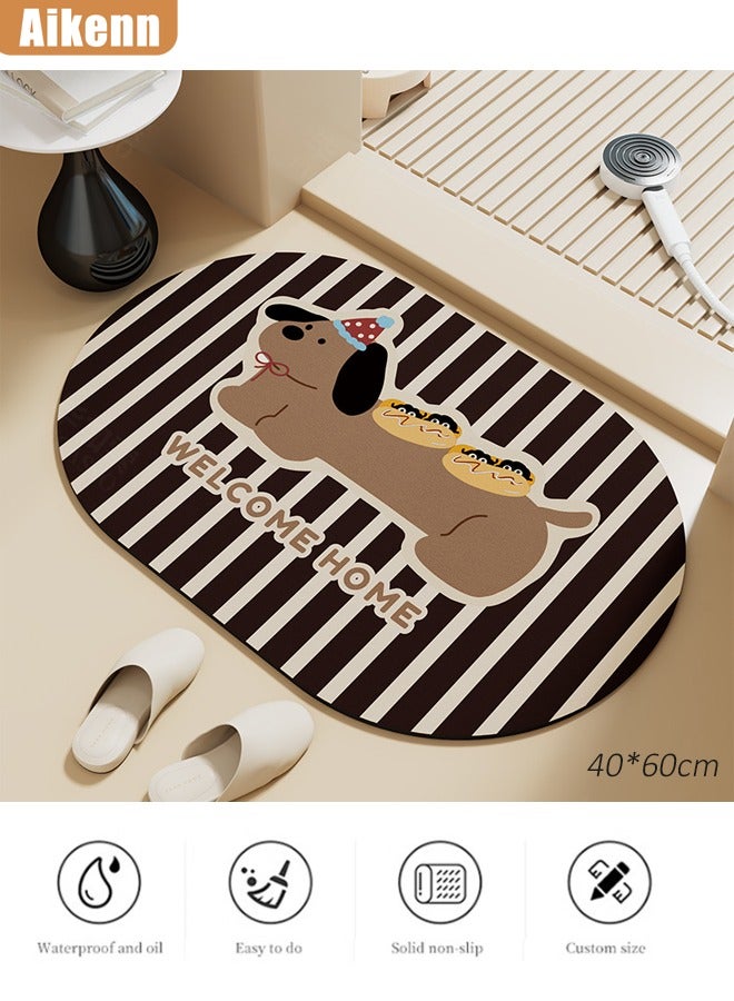 Aikenn Door Mat Animal Mat 40x60cm Water Absorbent Non-slip Mat Bathroom Carpet Entrance Toilet Mat Bathroom Toilet Floor Mat Water Absorbent Non-slip Quick Drying Foot Mat Kitchen Sink Floor Mat Wash Comfortable Room Toilet Mat  - Image 1