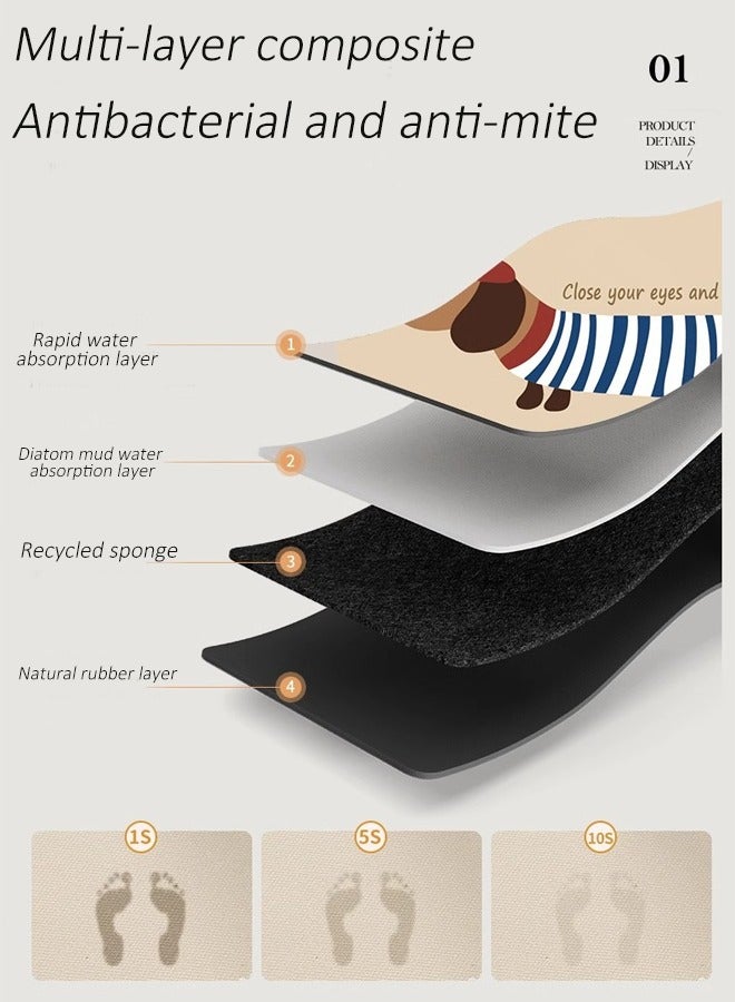 Aikenn Door Mat Animal Mat 40x60cm Water Absorbent Non-slip Mat Bathroom Carpet Entrance Toilet Mat Bathroom Toilet Floor Mat Water Absorbent Non-slip Quick Drying Foot Mat Kitchen Sink Floor Mat Wash Comfortable Room Toilet Mat  - Image 2