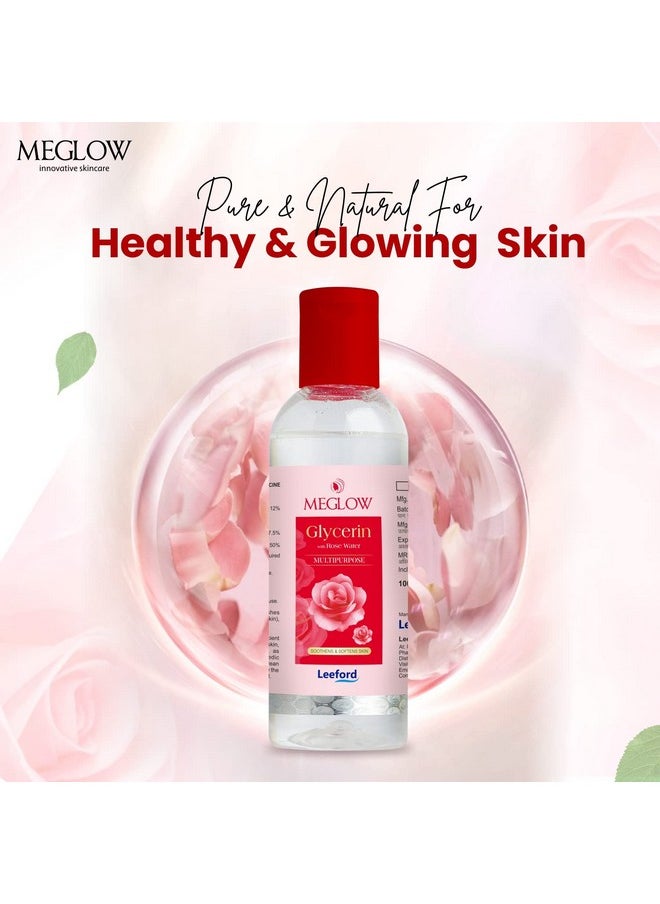MEGLOW - Glycerin With Rose Water Toner Face Pack Of 2-100Ml Each - Enriched With 12% Rose Water And 88% Glycerin) || Multipurpose Use || For Nourished Soft And Smooth Skin (Unisex) - Image 1