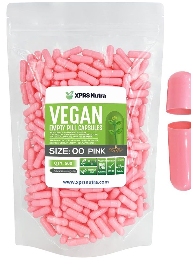 XPRS Nutra Size 00 Empty Capsules - 500 Count Empty Vegan Capsules - Vegetarian Empty Pill Capsules- DIY Vegetable Capsule Filling- Veggie Pill Capsules Empty Caps (Pink) - Image 1