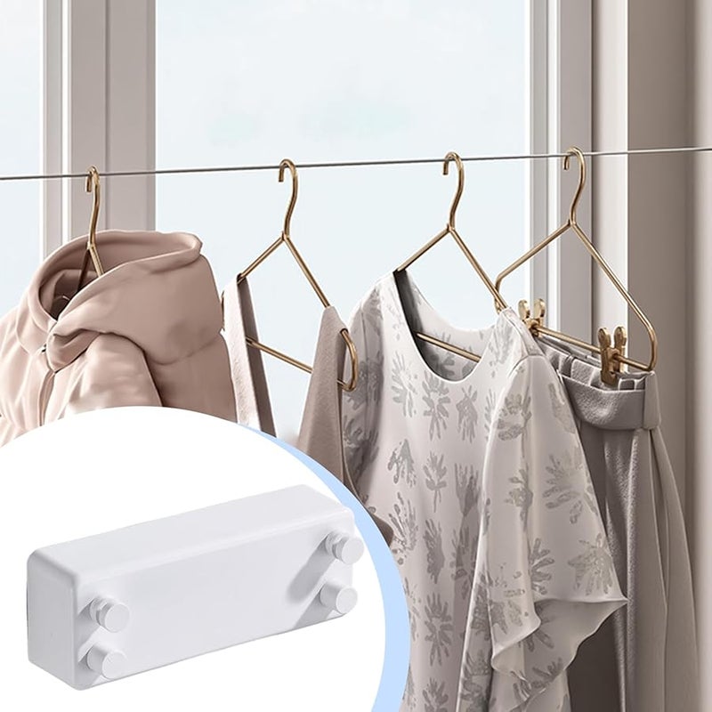 حبل غسيل أبيض قابل للسحب حامل تجفيف مثبت على الحائط مجموعة غسيل داخلية وخارجية - Image 5